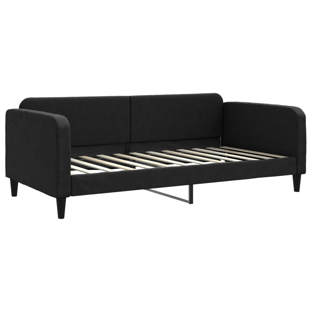 Sofá-cama com gavetão e colchões 100x200 cm tecido preto