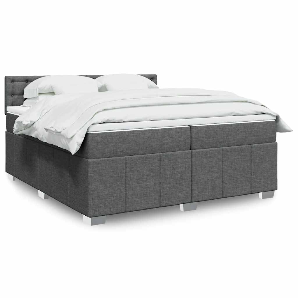 Cama com molas/colchão 200x200 cm tecido cinzento-escuro