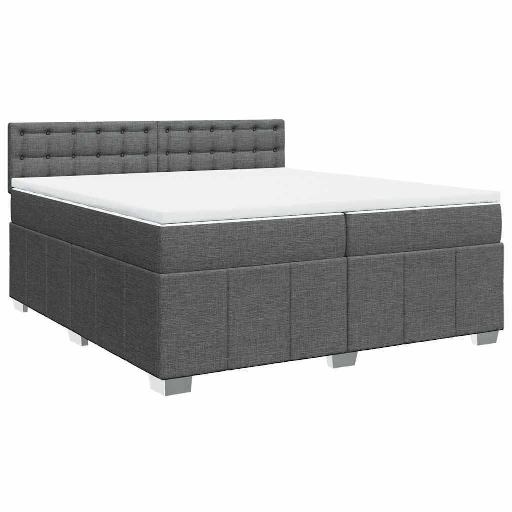 Cama com molas/colchão 200x200 cm tecido cinzento-escuro