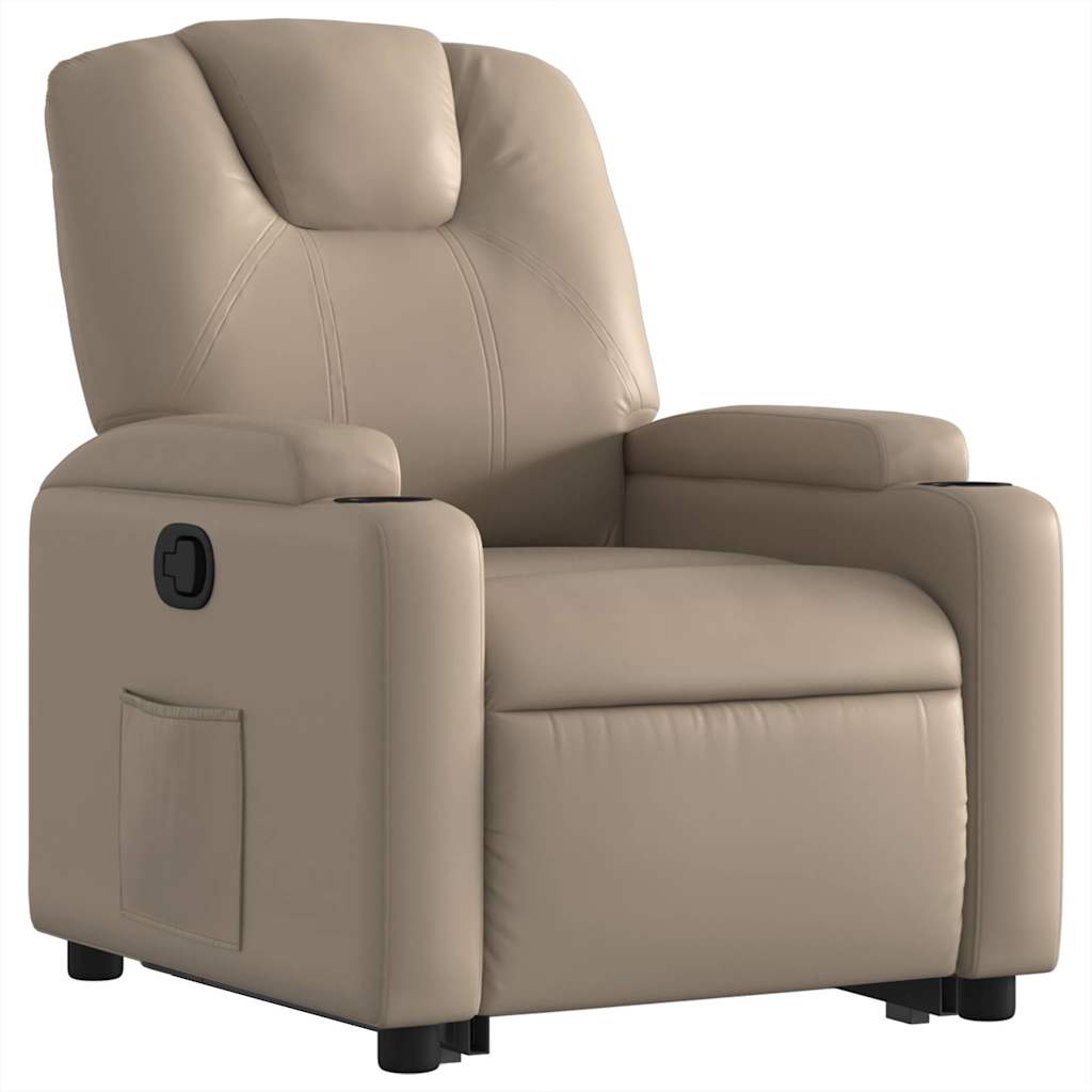 Poltrona reclinável elevatória couro artificial cor cappuccino