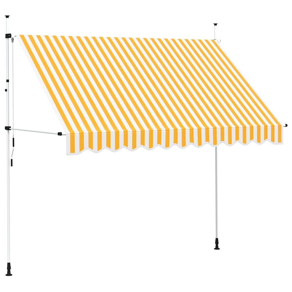 Toldo retrátil manual 300 cm riscas laranjas e brancas