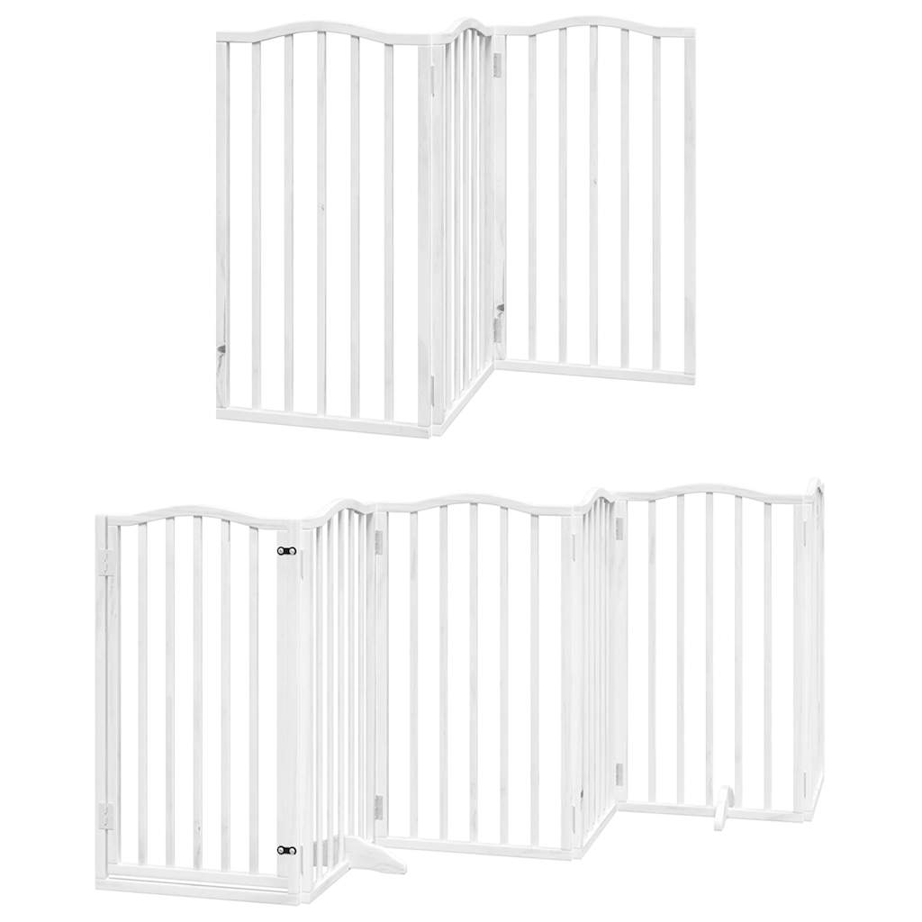 Portão p/ cães com porta dobrável 12 painéis 600cm álamo branco