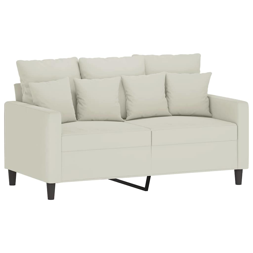 3 Pcs conjunto de sofás com almofadões veludo cor creme