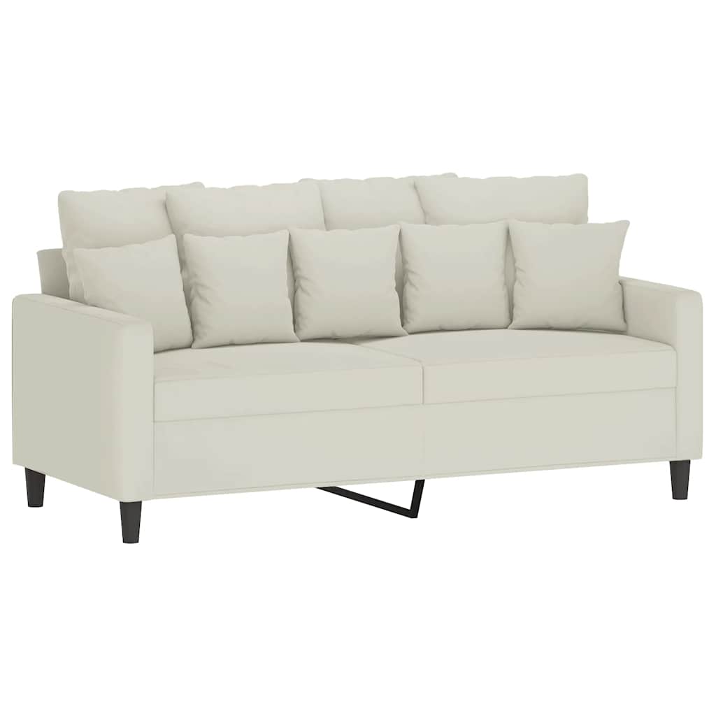 3 Pcs conjunto de sofás com almofadões veludo cor creme