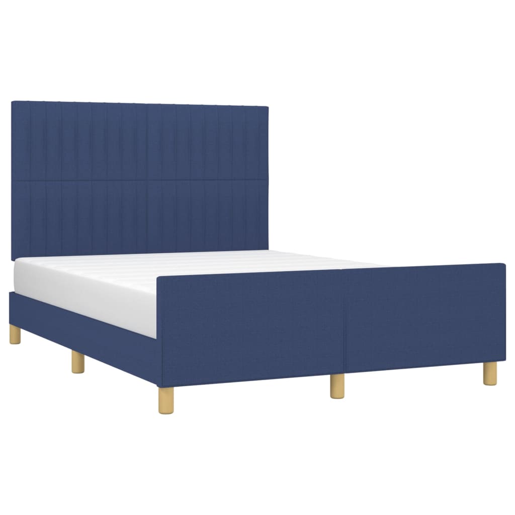 Estrutura de cama sem colchão 140x190 cm tecido azul