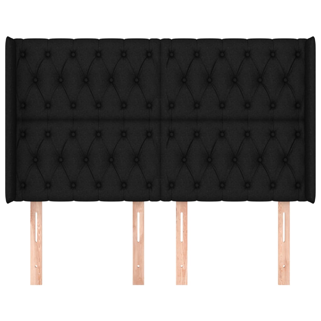 Cabeceira de cama c/ abas tecido 163x16x118/128 cm preto