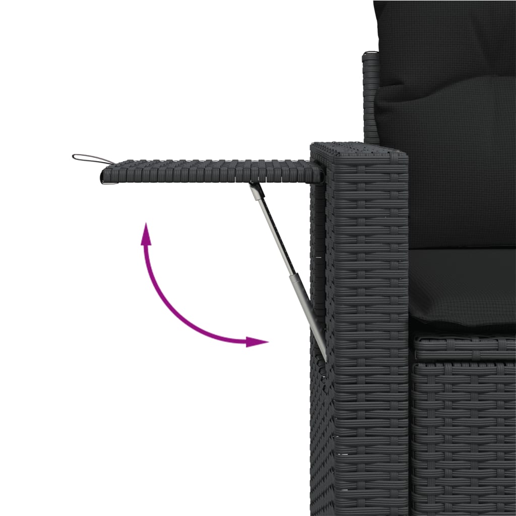7 Pcs conjunto de sofás p/ jardim c/ almofadões vime PE preto