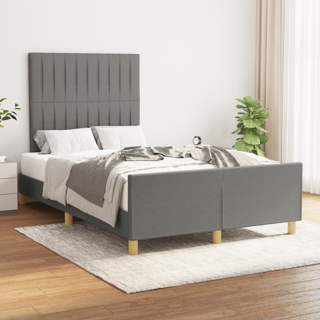 Estrutura de cama sem colchão 120x200 cm tecido cinzento-escuro
