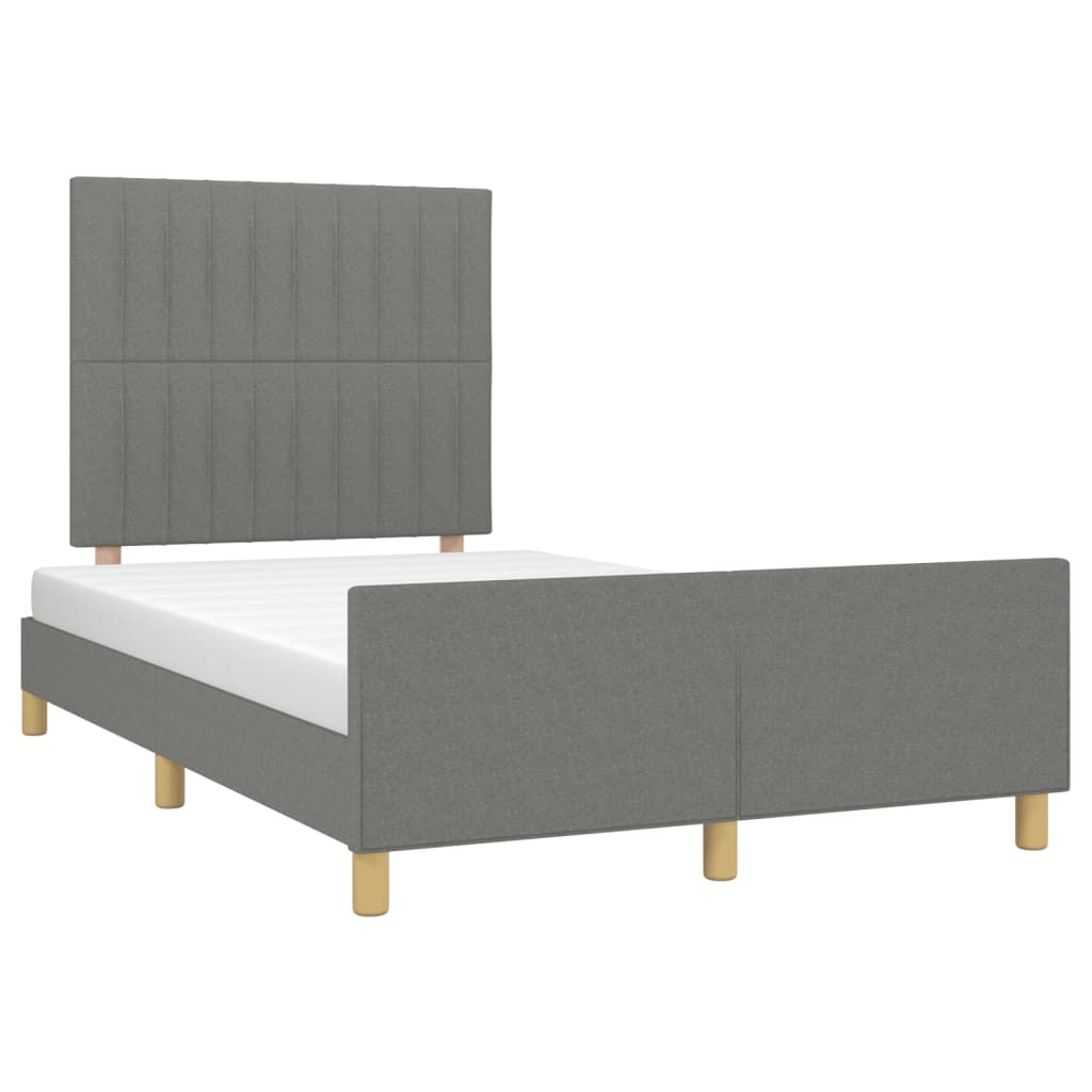 Estrutura de cama sem colchão 120x200 cm tecido cinzento-escuro