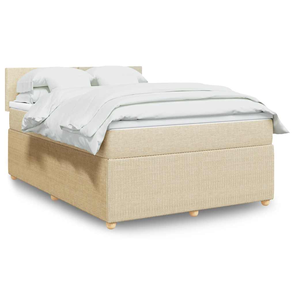 Cama com molas/colchão 140x200 cm tecido cor creme