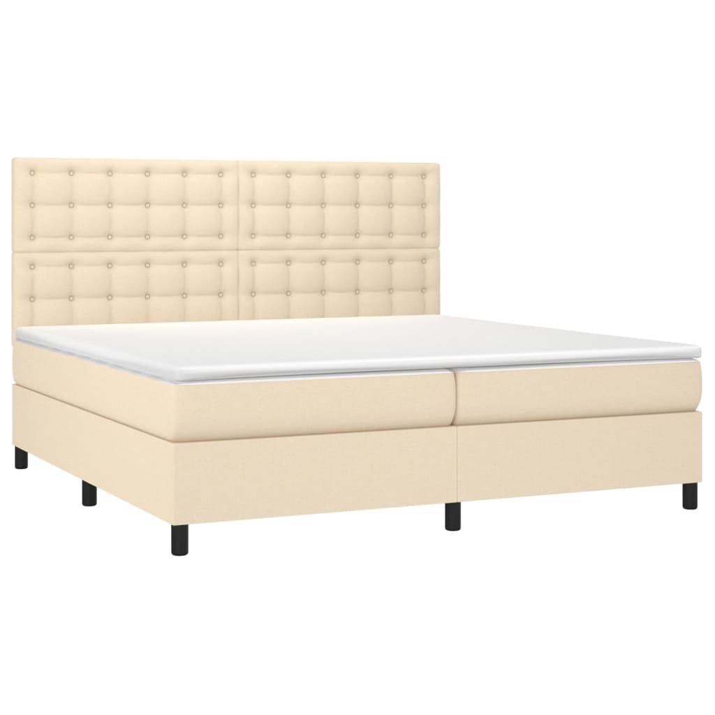 Cama com molas/colchão 200x200 cm tecido cor creme