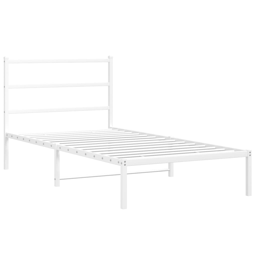 Estrutura de cama com cabeceira 100x200 cm metal branco