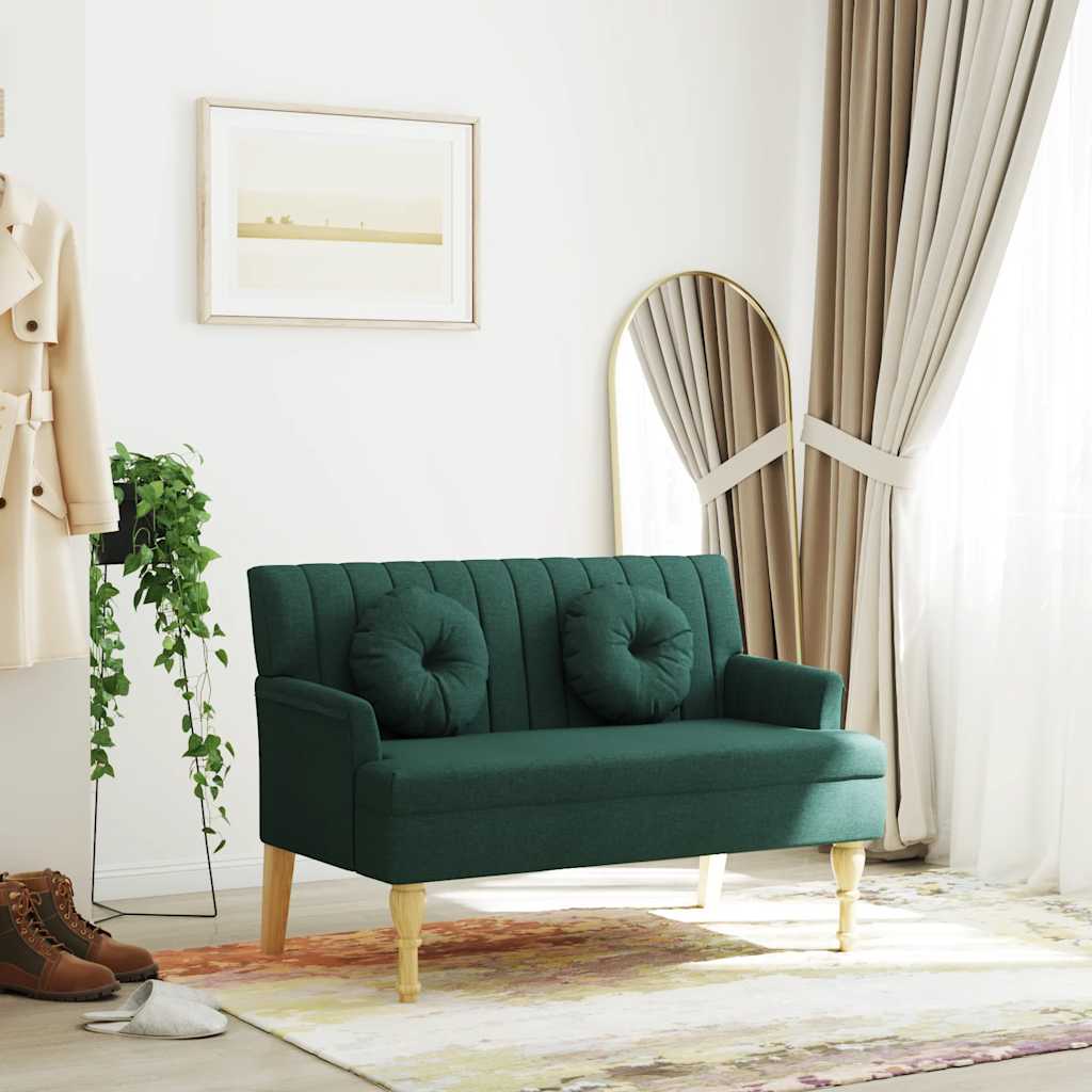 Banco c/ almofadões 113x64,5x75,5 cm tecido verde-escuro