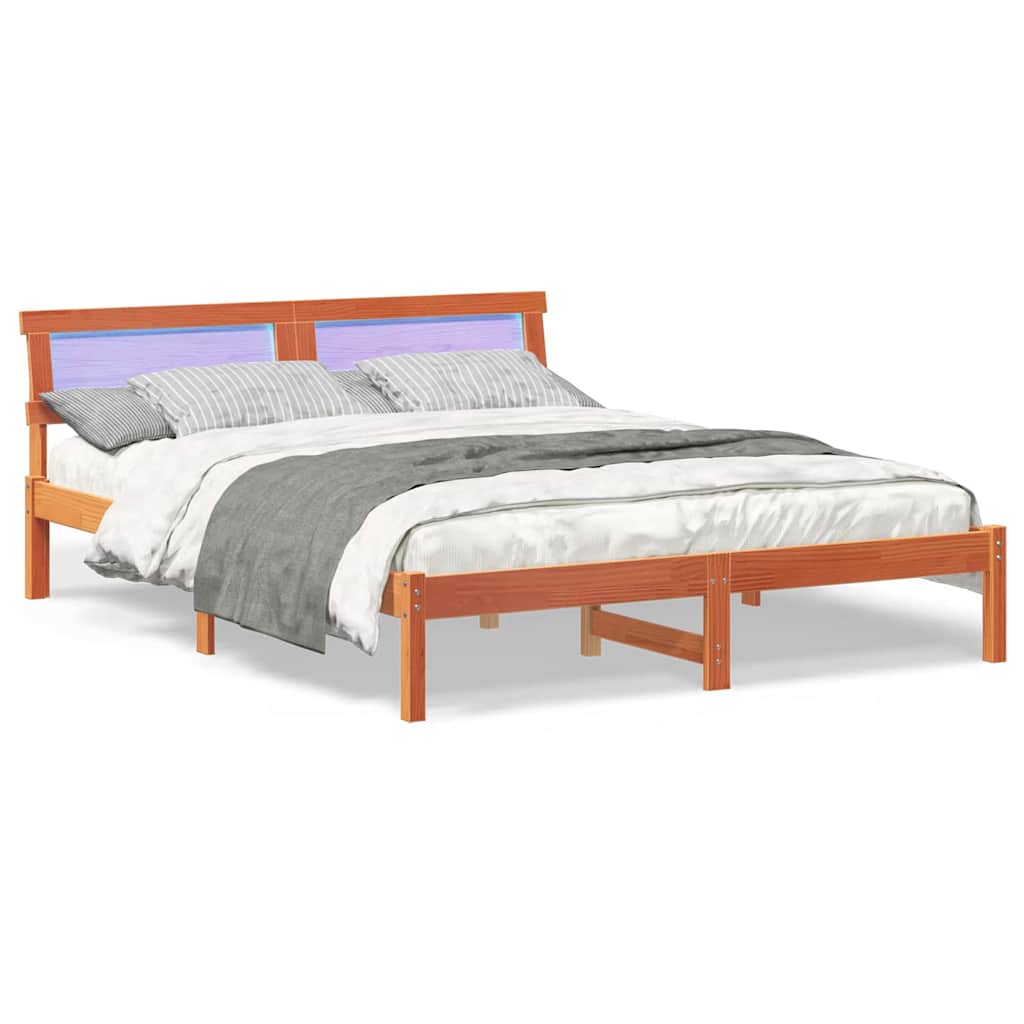Estrutura da cama com cabeceira marrom cera 160 x 200 cm