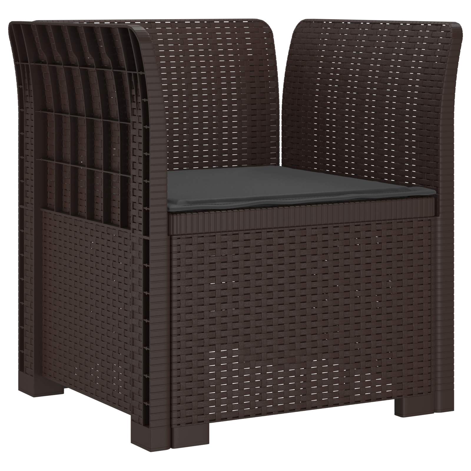 Poltrona 1 lugar com almofada look rattan PP castanho