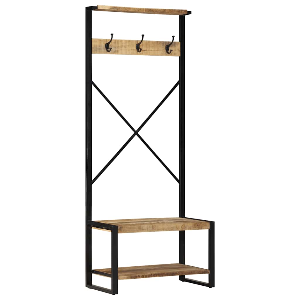 Suporte para roupas 80x40x190cm madeira mangueira maciça áspera