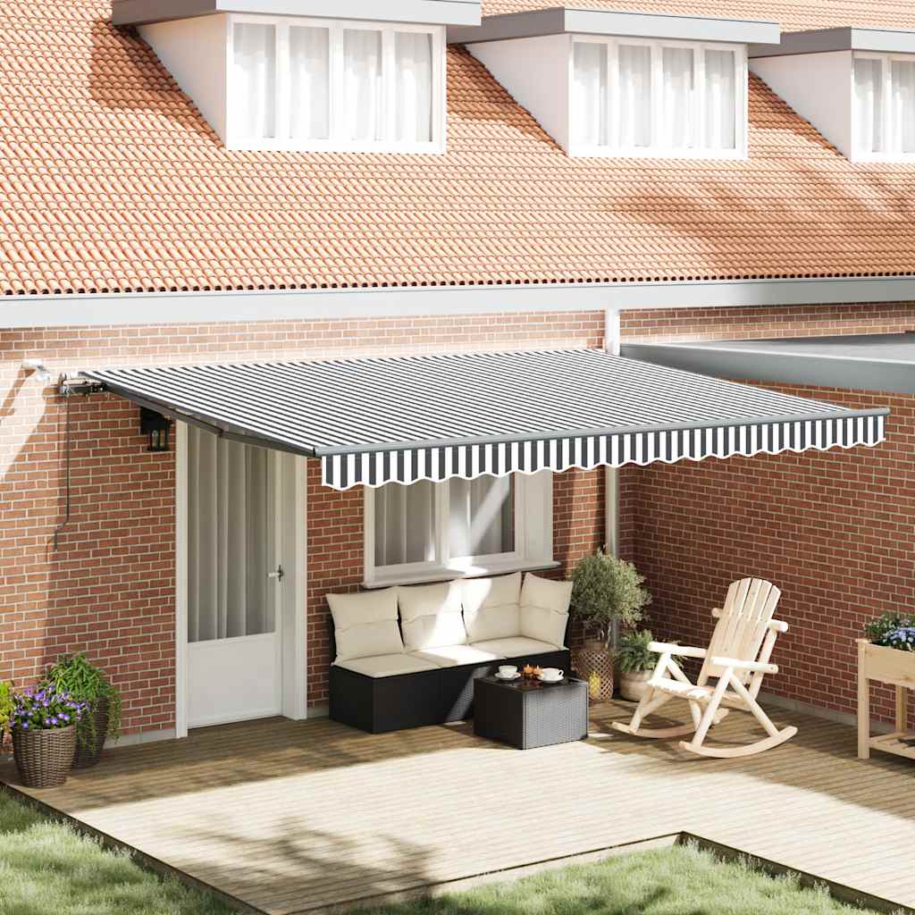 Toldo retrátil automático com leds 450x300 cm antracite/branco