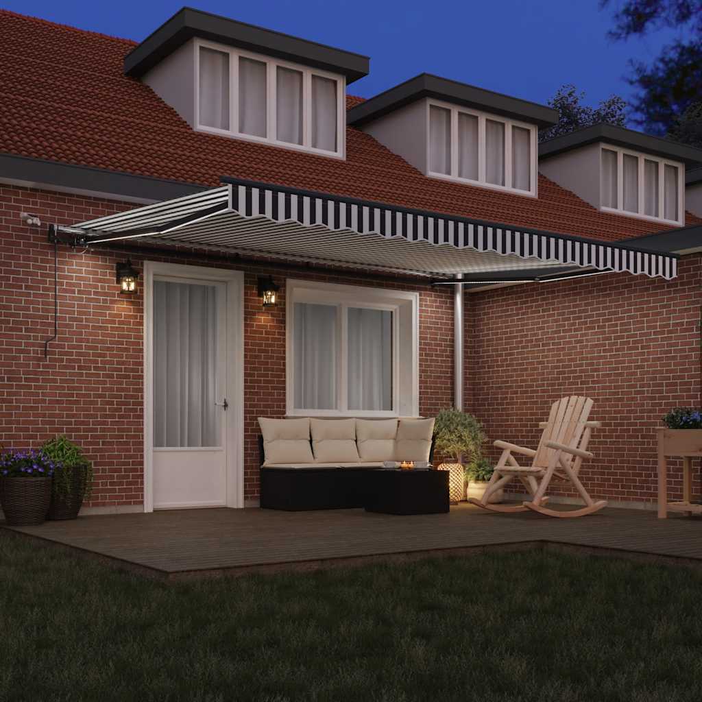 Toldo retrátil automático com leds 450x300 cm antracite/branco