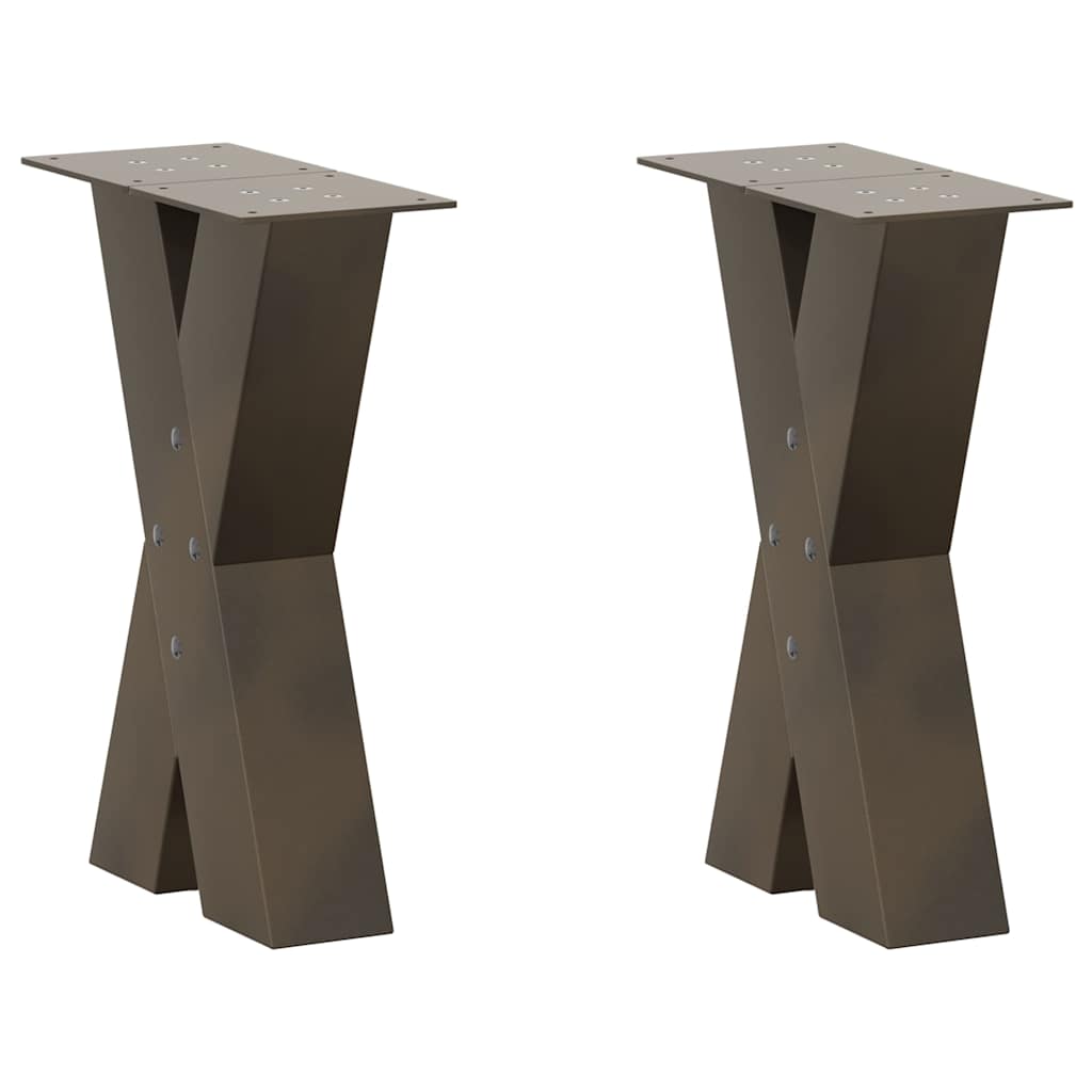Pés para mesa de centro em formato de x, 2 peças, aço natural, 28x(42-43) cm, aço