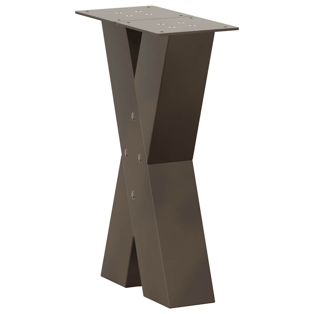 Pés para mesa de centro em formato de x, 2 peças, aço natural, 28x(42-43) cm, aço