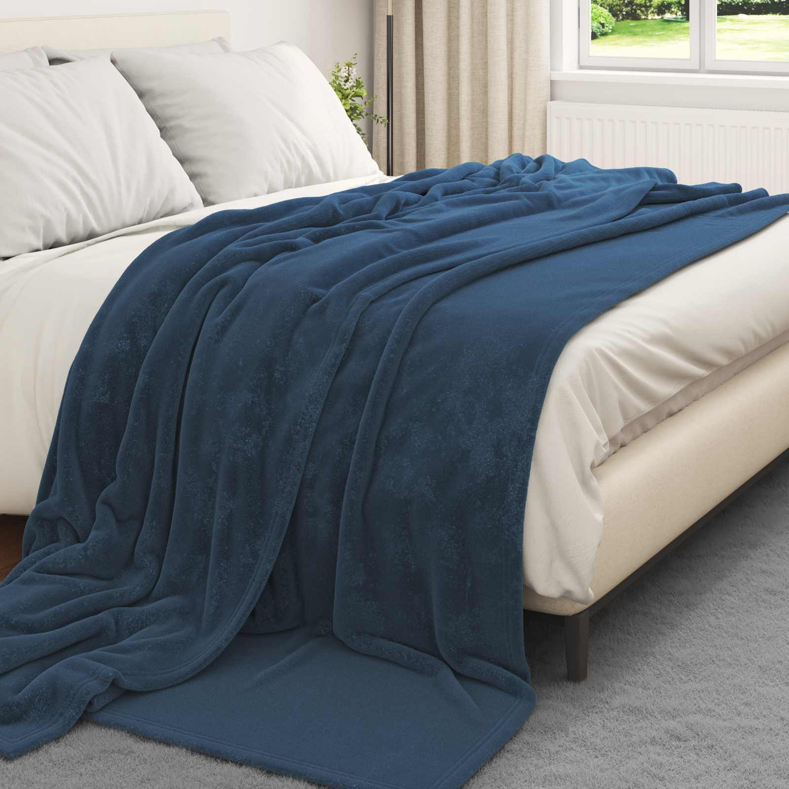 Cobertor azul marinho 240 x 270 cm lã