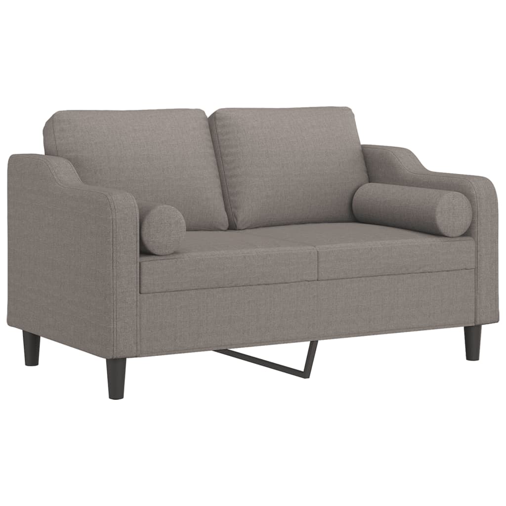 Sofá 2 lug. +almofadas decoração 120cm tecido cinza-acastanhado