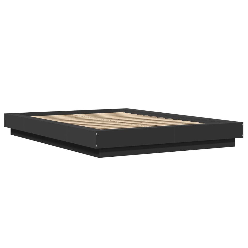 Estrutura cama c/ luzes LED 120x190 cm derivados madeira preto