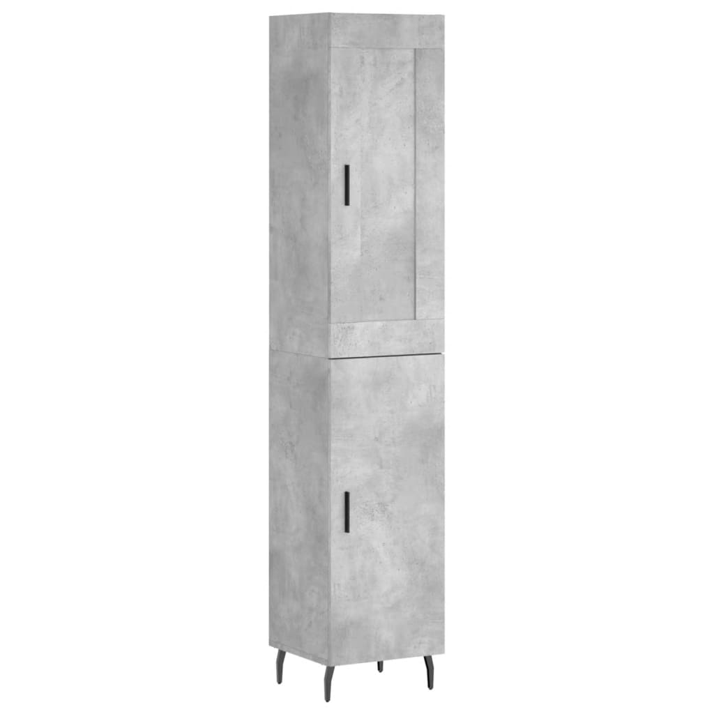 Armário alto 34,5x34x180 cm madeira processada cinza cimento