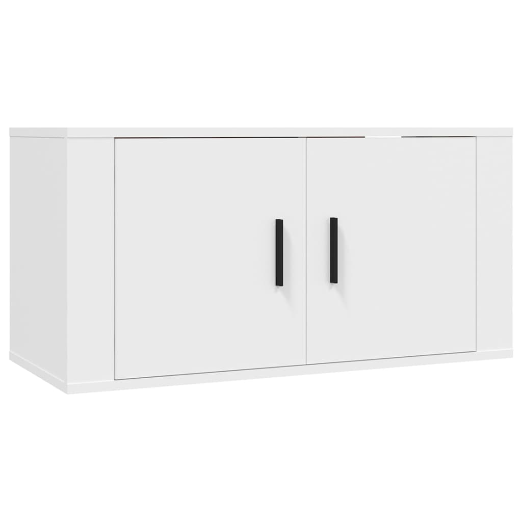 2 Pcs conjunto móveis de TV derivados de madeira branco