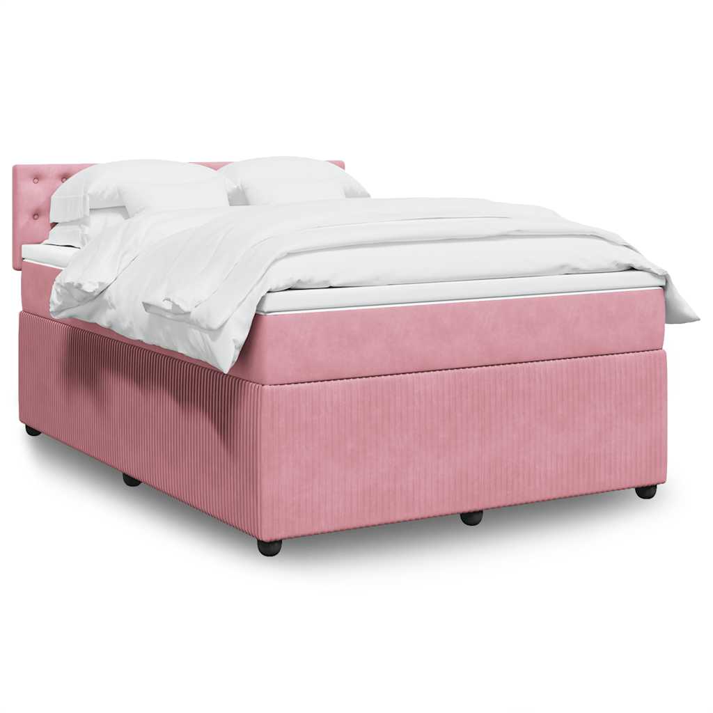 Cama com molas/colchão 140x190 cm veludo rosa