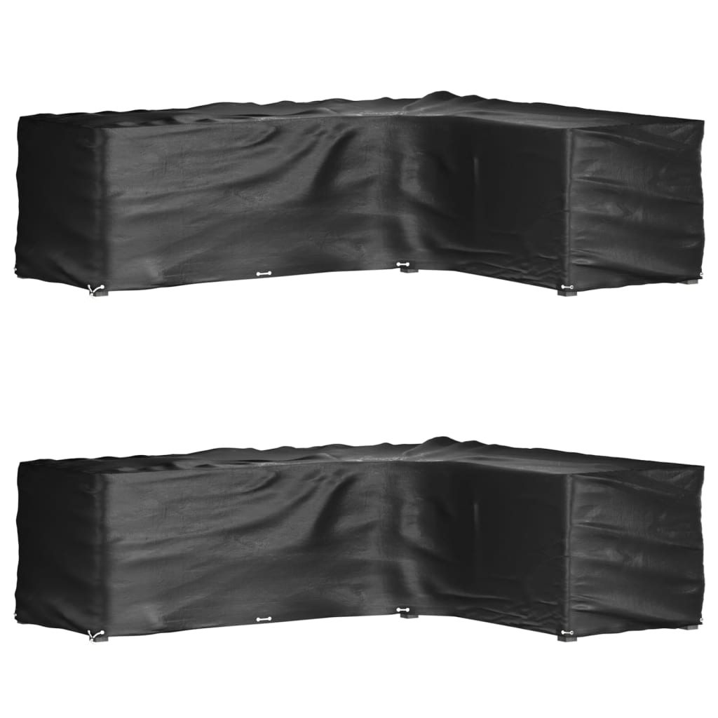 Capas p/ mobília jardim forma de l 2 pcs 16 ilhós 260x210x80 cm