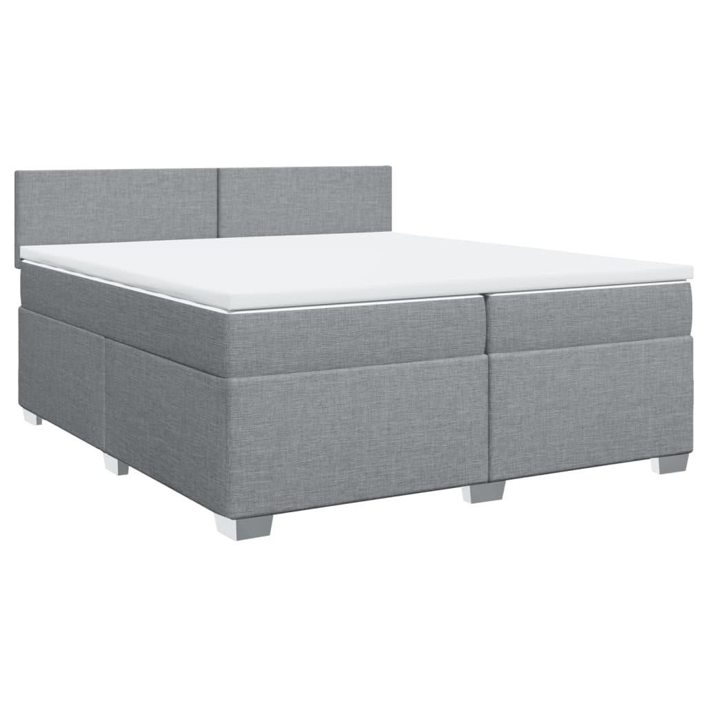 Cama com molas/colchão 200x200 cm tecido cinza-claro