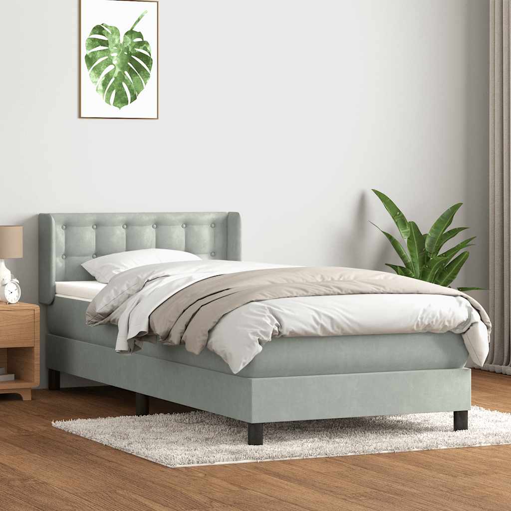 Cama com molas/colchão cinzento-claro 80x210 cm veludo