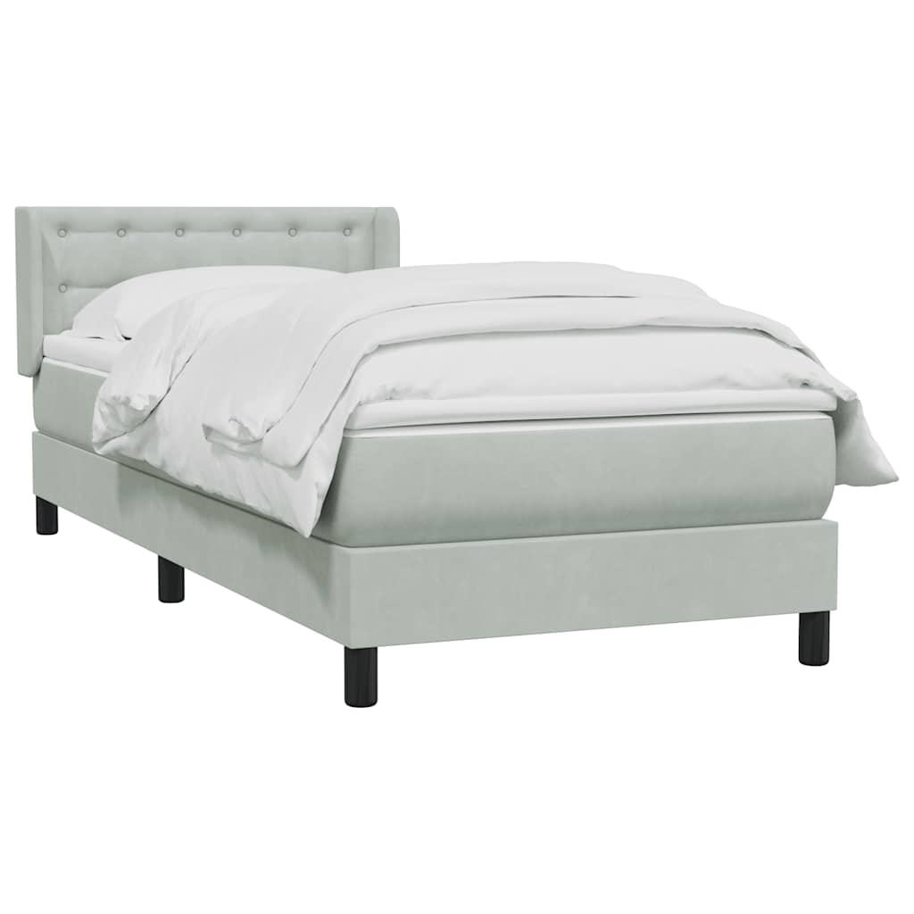 Cama com molas/colchão cinzento-claro 80x210 cm veludo