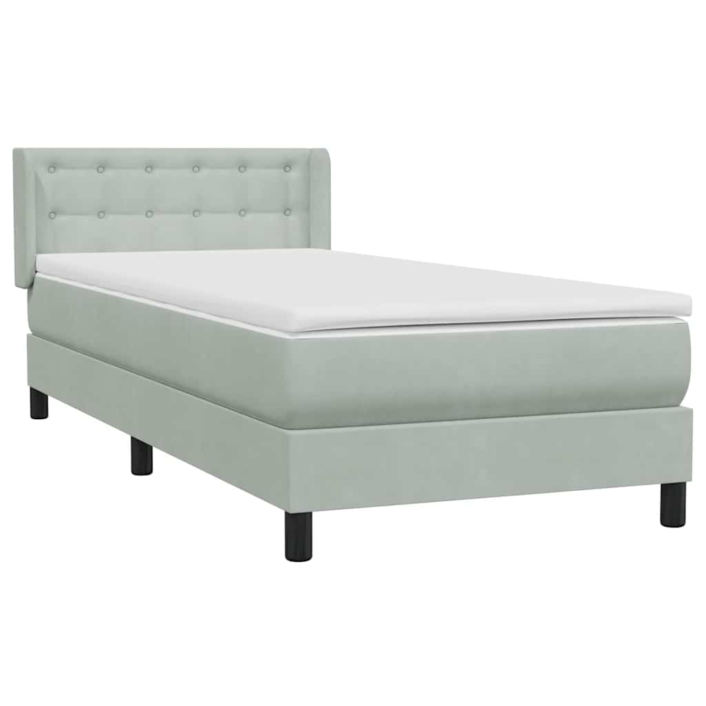 Cama com molas/colchão cinzento-claro 80x210 cm veludo