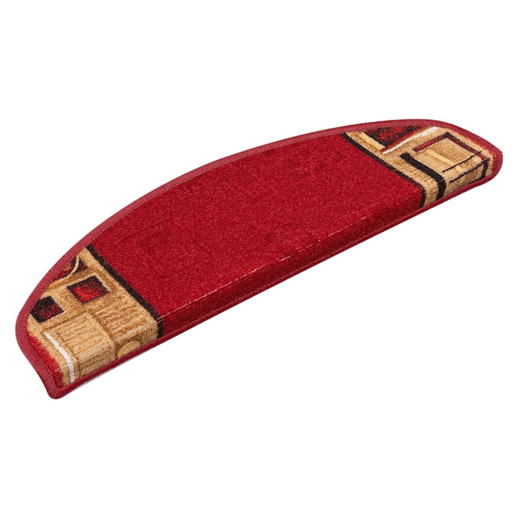 Tapetes de escada adesivos 15 pcs 65x21x4 cm vermelho