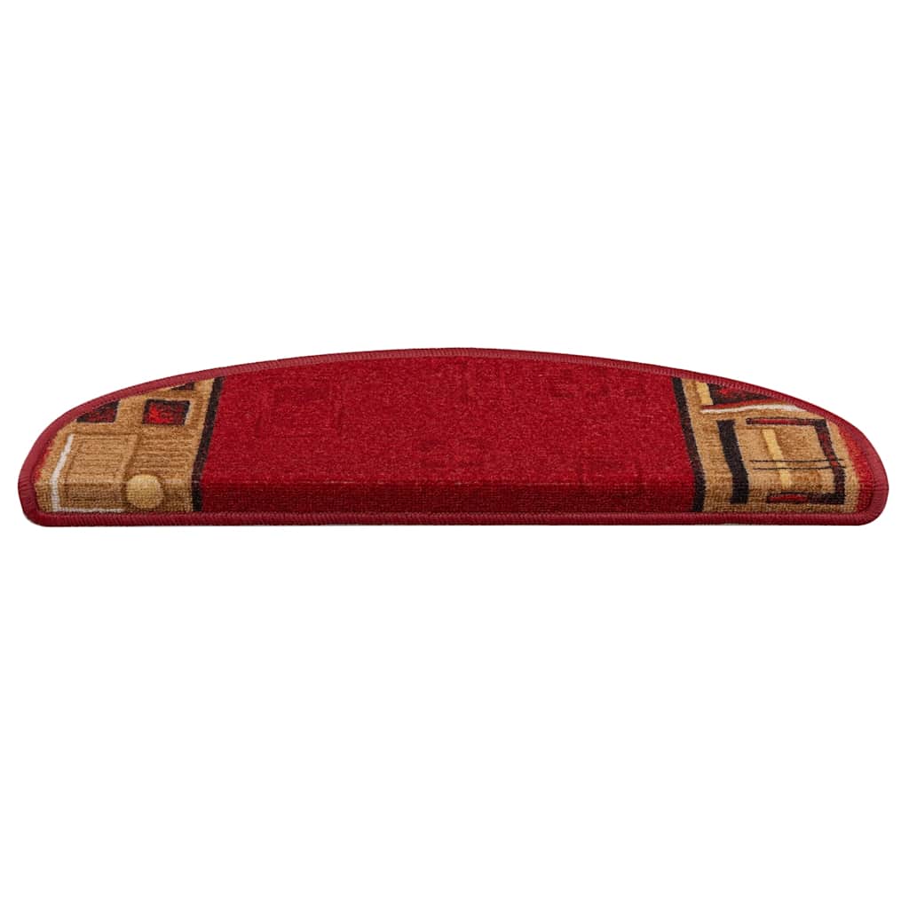 Tapetes de escada adesivos 15 pcs 65x21x4 cm vermelho