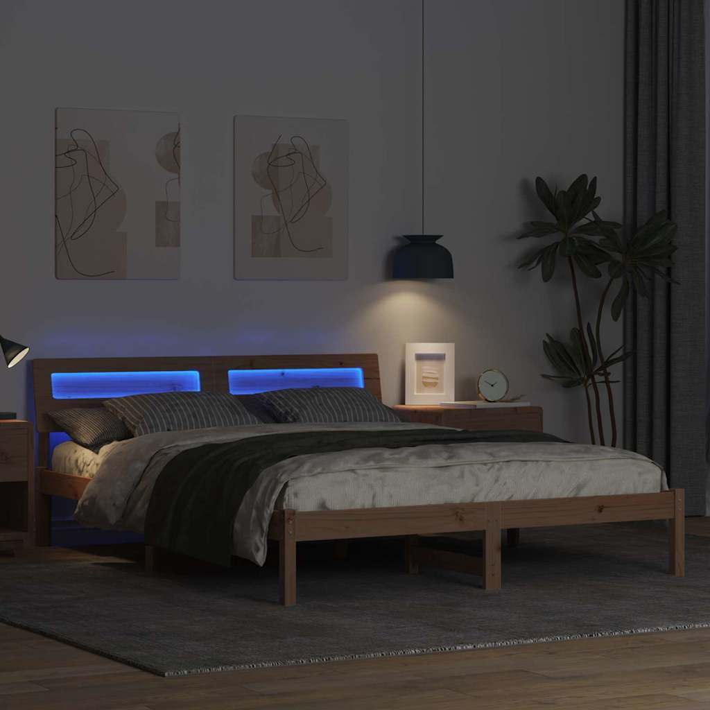 Estrutura da cama com cabeceira castanho 150 x 200 cm