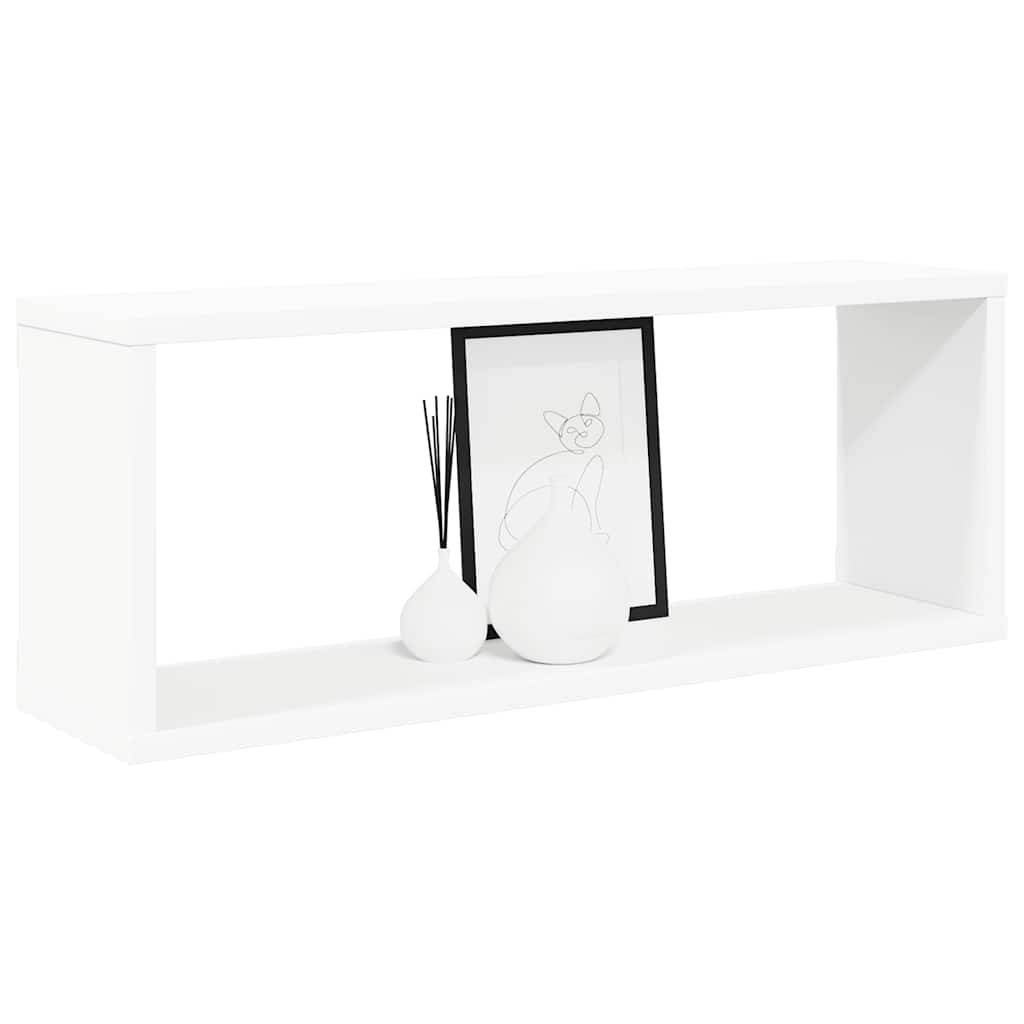 Prateleiras parede forma de cubo 2 pcs derivados madeira branco