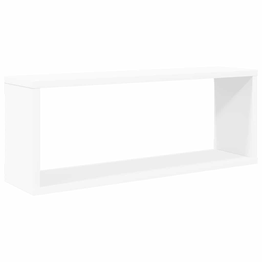 Prateleiras parede forma de cubo 2 pcs derivados madeira branco