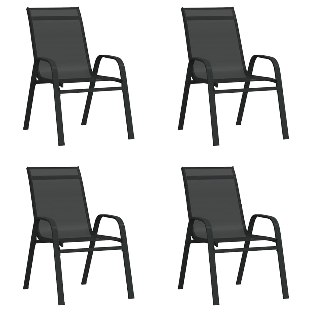 5 Pcs conjunto de jantar para jardim preto