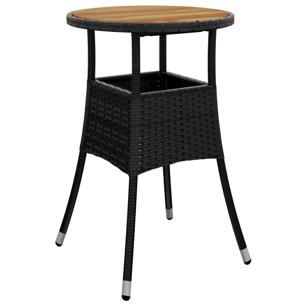 3 Pcs conjunto jantar jardim c/ almofadões vime PE/acácia preto