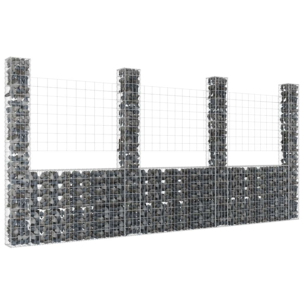 Cesto gabião em forma de u c/ 4 postes 380x20x200 cm ferro