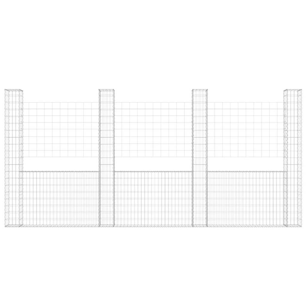 Cesto gabião em forma de u c/ 4 postes 380x20x200 cm ferro