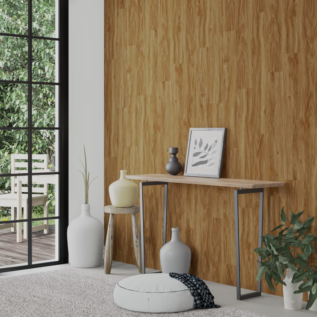 Painel de parede c/ aspeto de madeira 4,12 m² PVC castanho