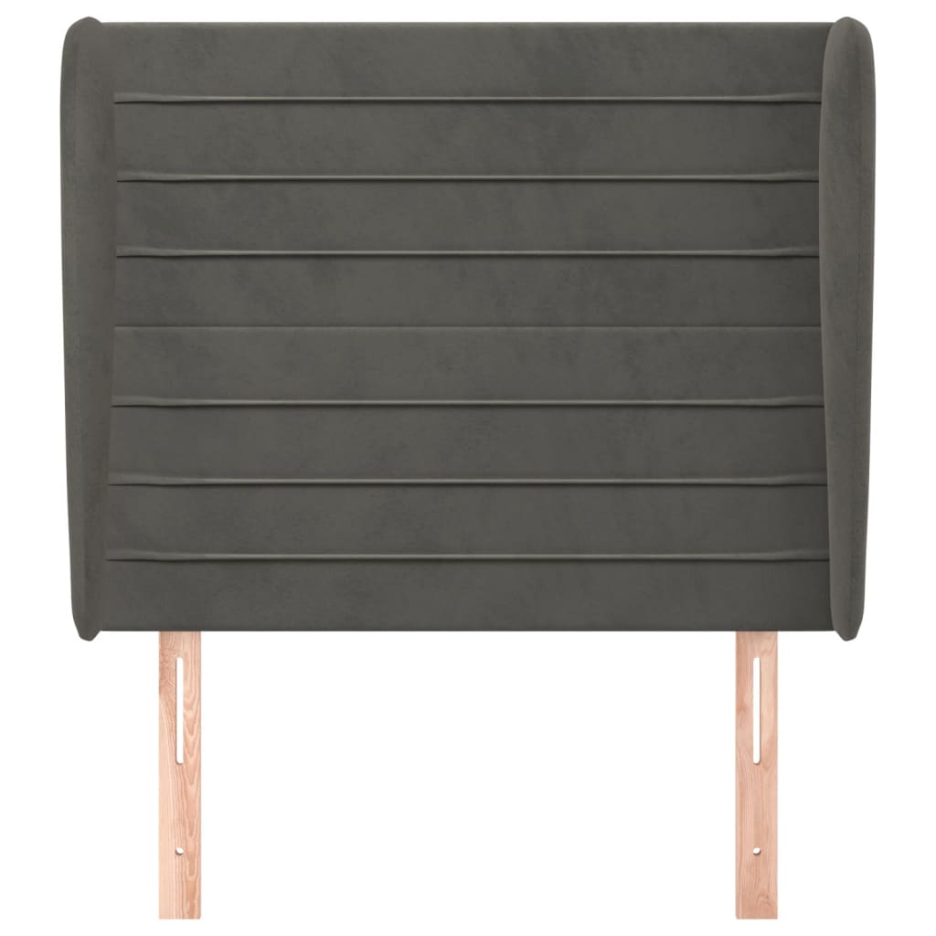 Cabeceira cama c/ abas veludo 103x23x118/128 cm cinzento-escuro