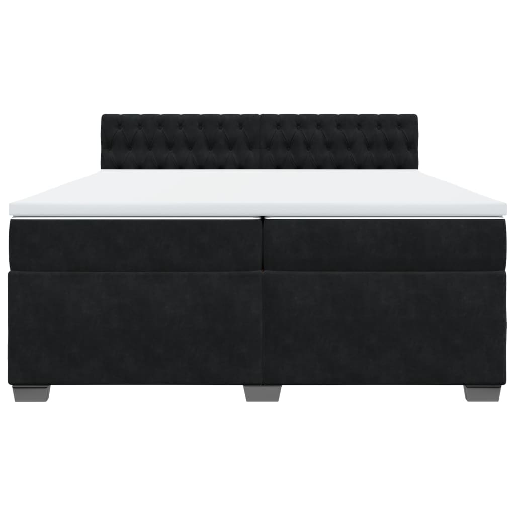 Cama com molas/colchão 200x200 cm veludo preto