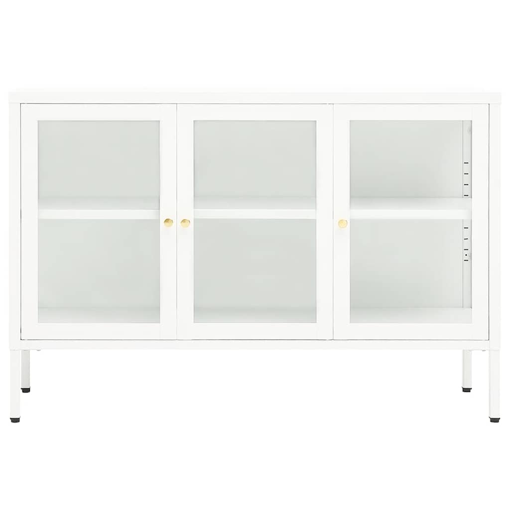 Aparador 105x35x70 cm vidro e aço branco