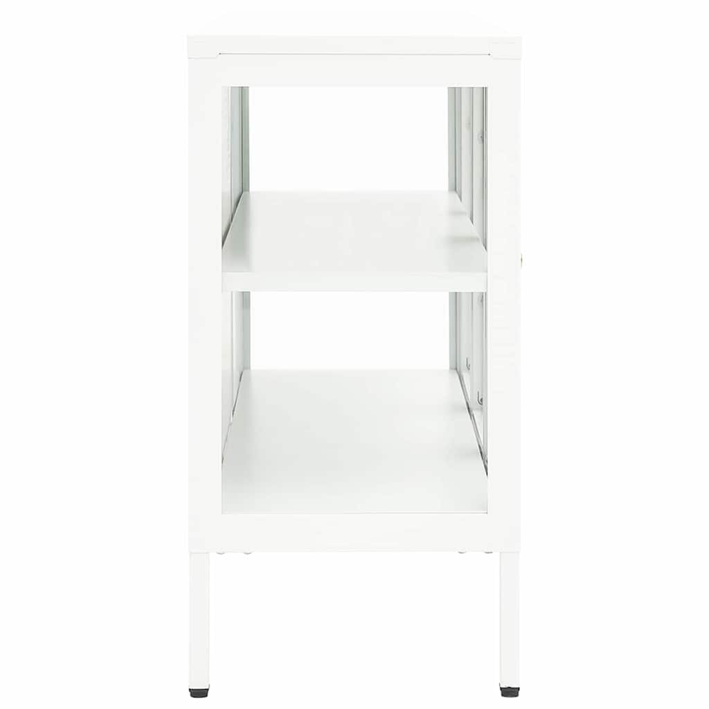 Aparador 105x35x70 cm vidro e aço branco