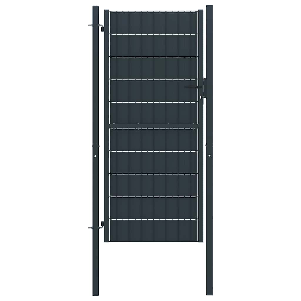 Portão de cerca em PVC e aço 100x164 cm antracite.